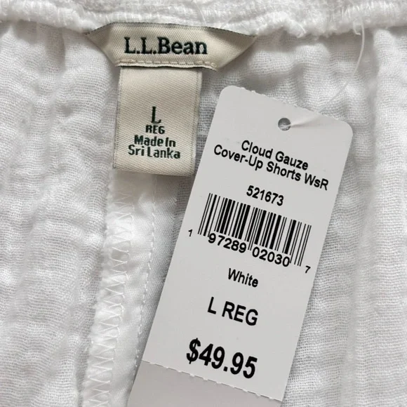 L.L. BEAN White Cloud Gauze High Rise Cover-Up Shorts--NWT--L - Picture 4 of 12